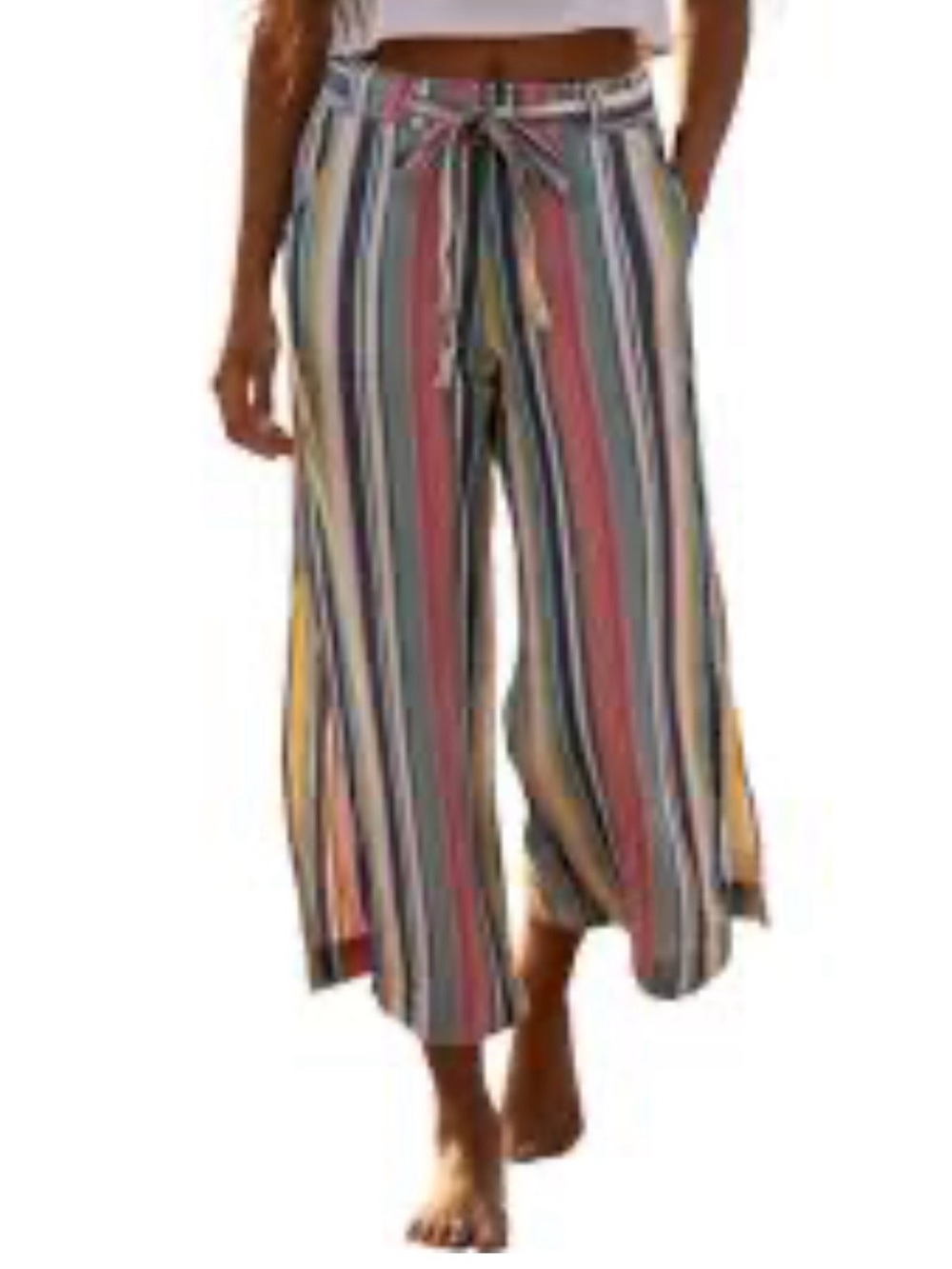 Indigo Rein Multicolor Striped Wide-Leg Tie-Waist Pants
